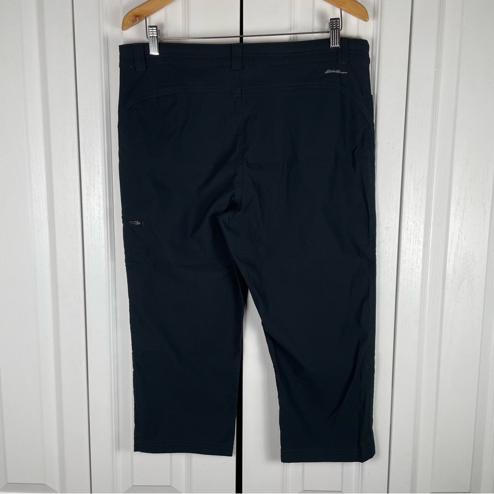NWOT Eddie Bauer Tech Capri Pants Women’s 12 Black Utility Outdoor Hiking Cinch - Picture 9 of 16